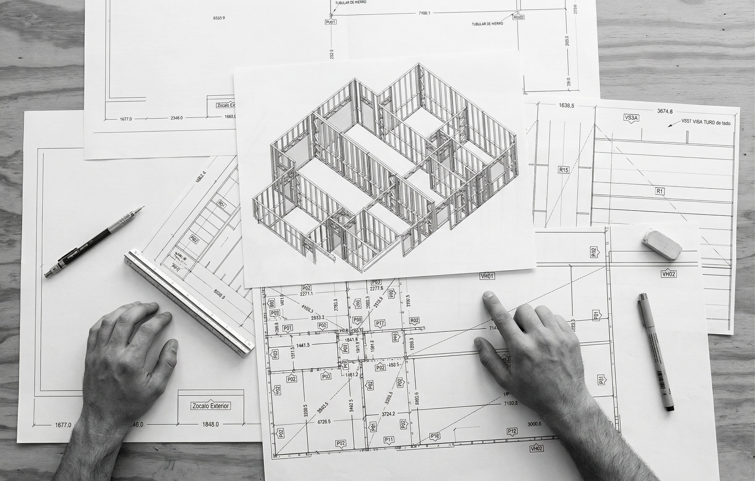 Construction drawings mockup
