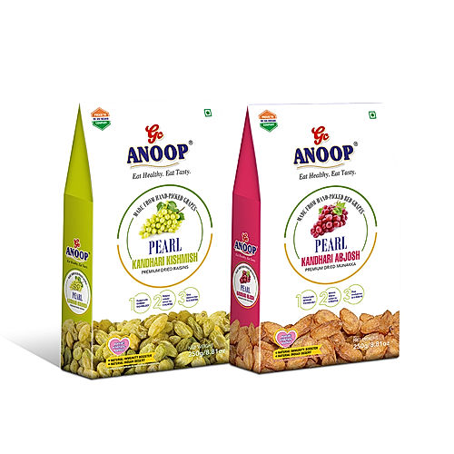 ANOOP SUPER RAISINS PACK WITH KANDHARI KISHMISH AND MUNNAKKA ABHJOSH (250G EACH)