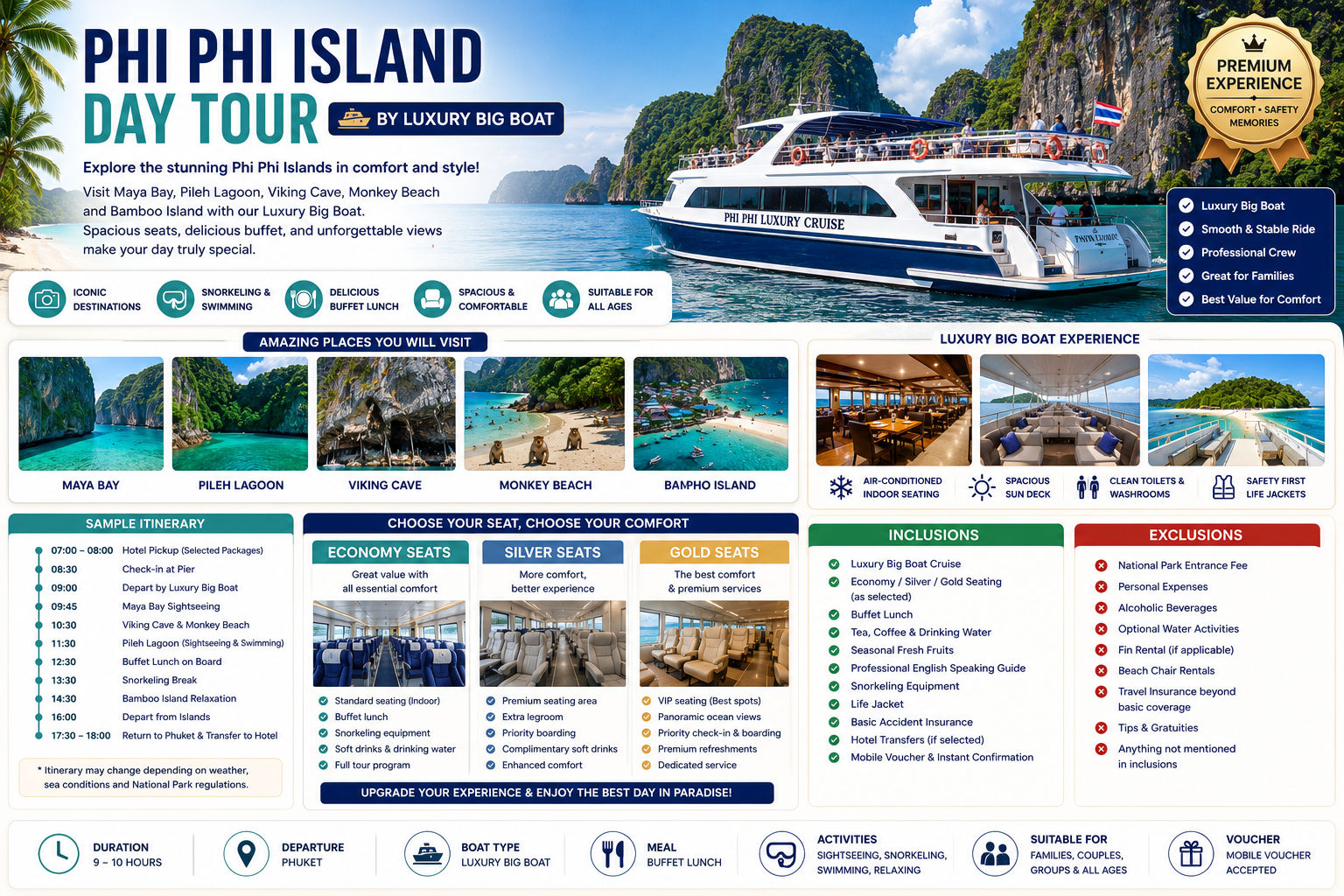 Phi Phi Island Day Tour by Luxury Big Boat
