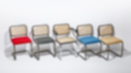The Cesca Chair collection in unison against a white background.
