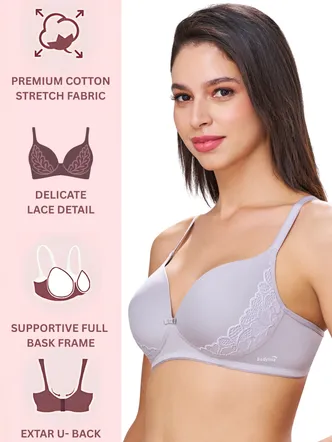 FELICITY | Lace Trim Everyday Seamless Lift – Lightly Padded, Non-Wired T-Shirt Bra