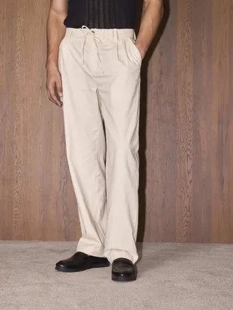 Cotton Drawstring Pants - Cream
