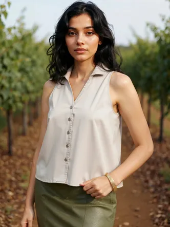 Cicilia Satin Top - Beige