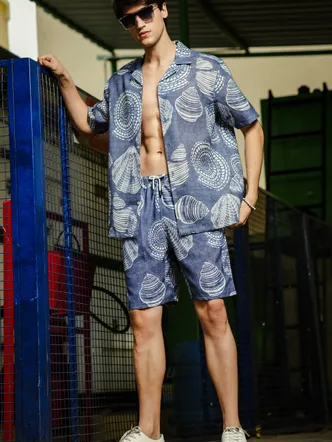 House of Koala Tropical Printed Cuban Collar Classic Relaxed Fit Resort Shirt