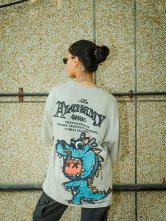 Unisex Oversized Light Green T-Shirt with Alchemy Gothic Print