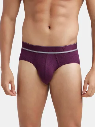 Tencel Micro Modal Elastane Stretch Printed Brief with Natural StayFresh Properties - Potent Purple