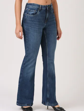 Flare High Rise Jeans-Classic Indigo