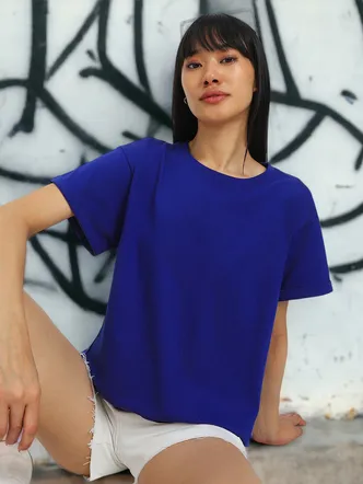 Black Plain Boyfriend Fit T-Shirt