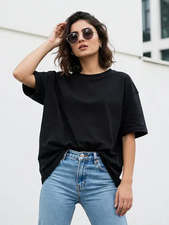 Black Plain Oversized T-Shirt