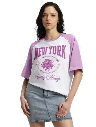 New York White Oversized Graphic T-Shirt