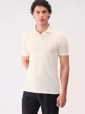VERTICAL TEXTURES OFFWHITE RESORT COLLAR