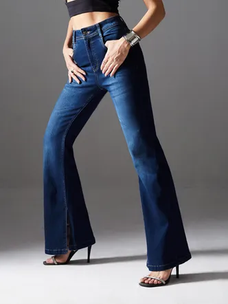 Miss Chase Women's Blue Bootcut Jeans