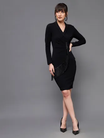 Miss Chase Women's Black Bodycon Dress