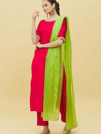 Beautiful Red Embroidered Suit