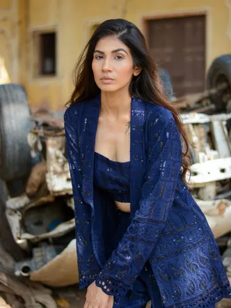 Chikankari three piece co-ord set