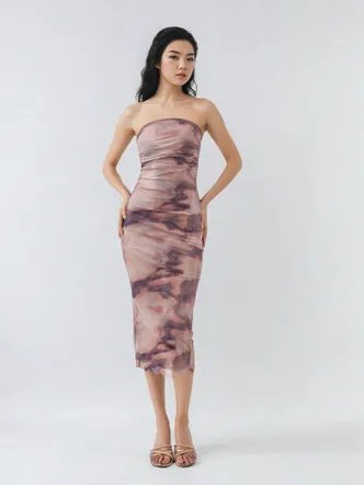 Printed Tulle midi Printed Dress