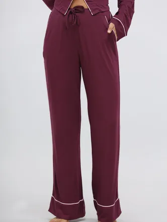 Wine Modal Piping Pajamas