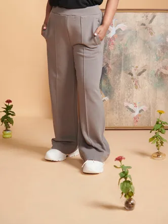 Grey Terry High Waist Travel Pant