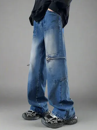 Authentic Urban Zip Cargo Denim - Navy Blue