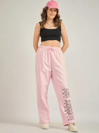 Pink Side Tape Printed Sweatpants