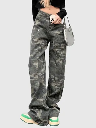 Grey Camoflauge Cargo Denim