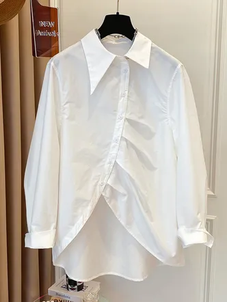 White Asymmetric Apple Hem Shirt