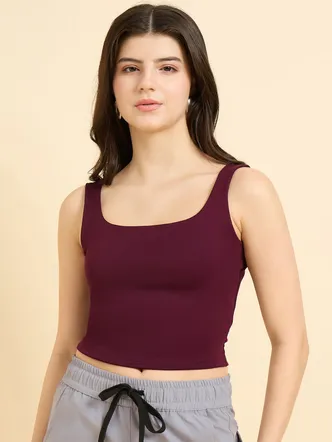 Maroon Square Neck Tank Top