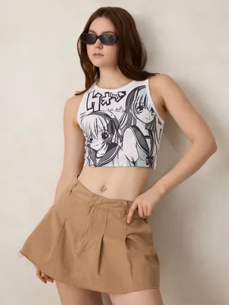 White Graphic Tank Top