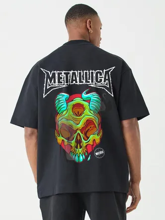 Weird Metallica Men Oversized Printed T-Shirt