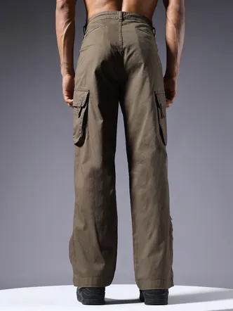 Men Utility Cargos - Olive Green