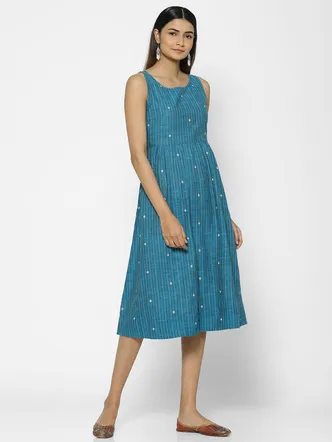 TEAL JACQUARD DRESS