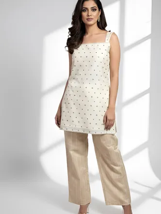 Ethereal Dreams Dual Pattern Strappy Kurta Set