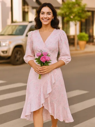 Painterly Floral Printed Dress