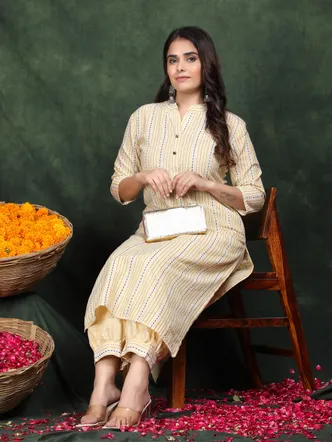 PREMIUM FLEX COTTON YELLOW SUIT 2 PC. SET