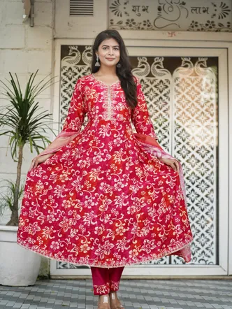 PREMIUM COTTON RED SUIT 3 PC. SET