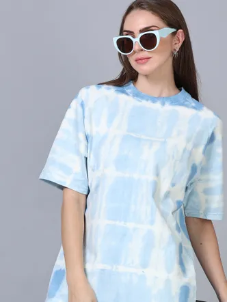 Oversized Tie and Dye Round Neck T Shirt