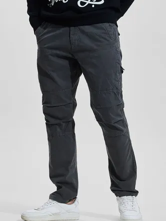 Dark Grey Regular Fit Cargo Carpenter Pants