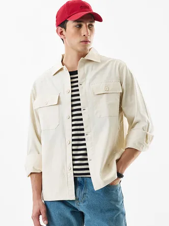Relaxed Fit Stretch Double Pocket Overshirt
