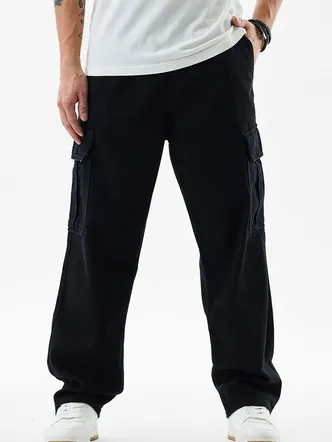 Pull On Jet Black Baggy Fit Jeans