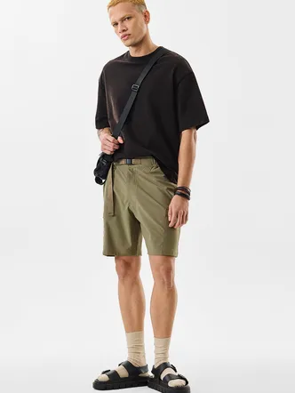Snitch Regular Fit Stretch Olive Cargo Shorts