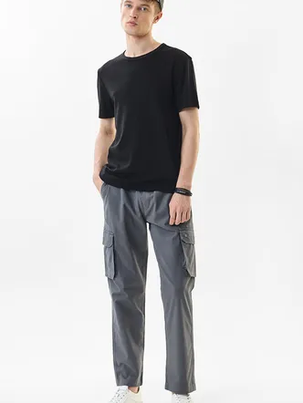 Regular Fit Stretch Grey Cargo Pants