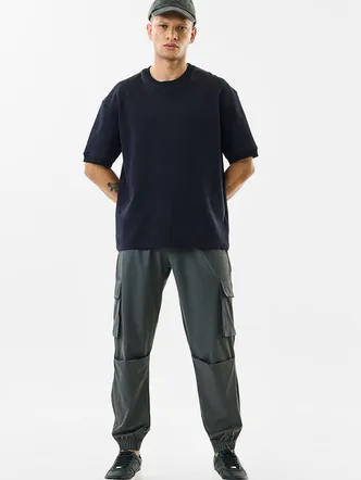 Relaxed Fit Stretch Dark Grey Cargo Joggers