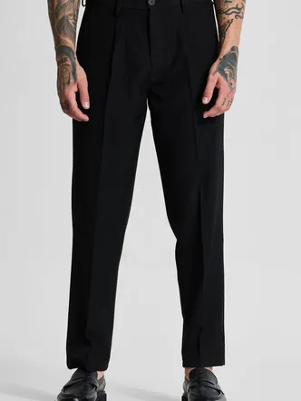 Black Solid Regular Fit Trousers