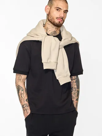 Core Lab Black Solid Oversized Fit T-Shirt