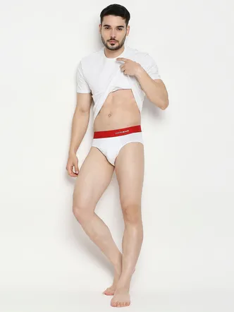 Underjeans By Spykar Men Cotton Blend White Brief