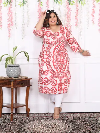 Women Printed Cotton Straight Kurta