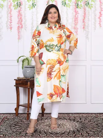 Women Printed Cotton Straight Kurta