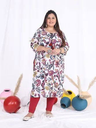Women Printed Cotton Straight Kurta