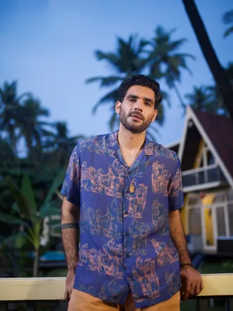 Berry Blue Khajuraho Oversize Shirt