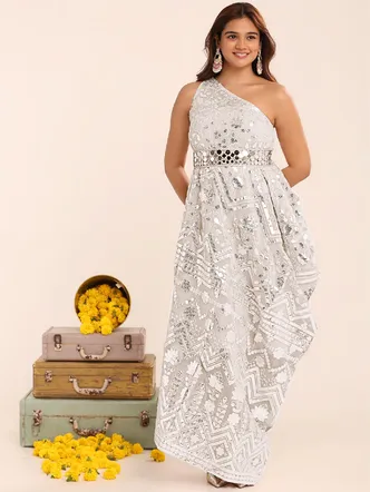 Foil Work Cowl Dress